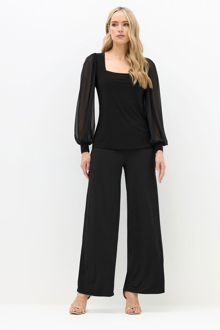 Long Tall Sally Black Mesh Square Neck Blouse