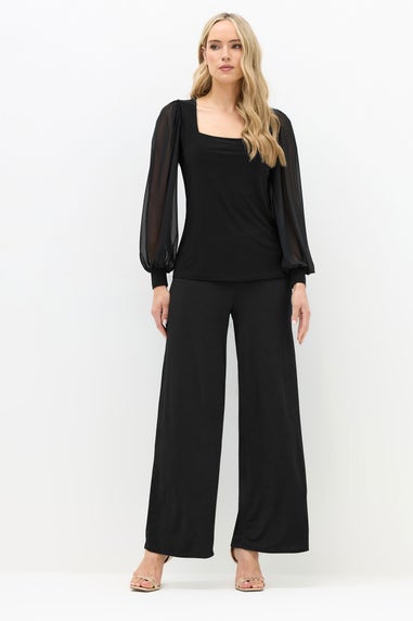 Long Tall Sally Black Mesh Square Neck Blouse