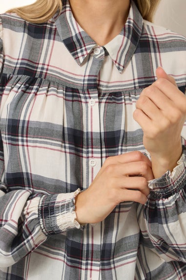 Long Tall Sally Ivory White Check Yoke Button Shirt