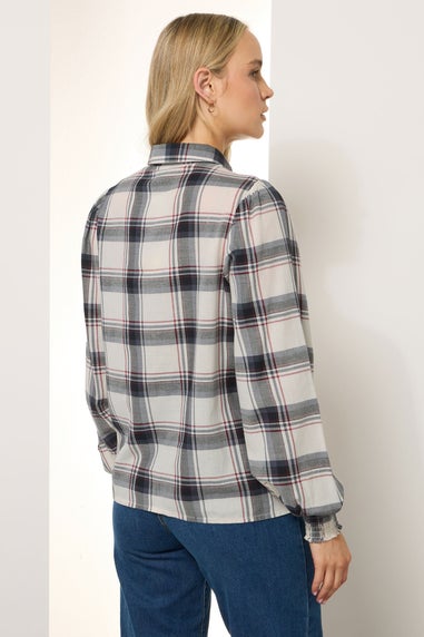 Long Tall Sally Ivory White Check Yoke Button Shirt
