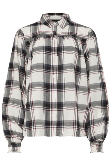 Long Tall Sally Ivory White Check Yoke Button Shirt