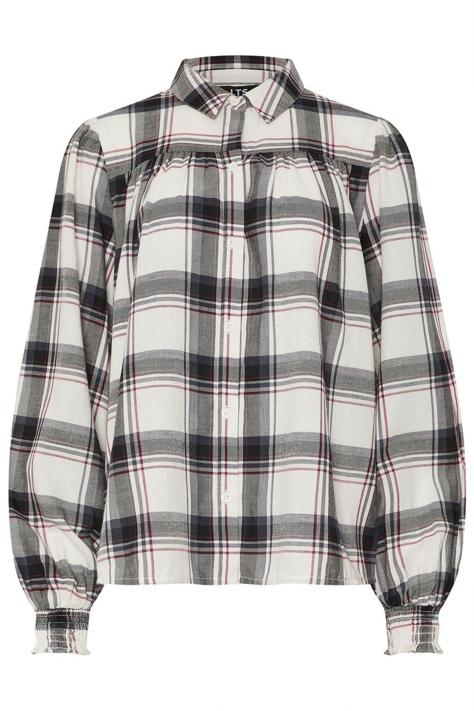 Long Tall Sally Ivory White Check Yoke Button Shirt