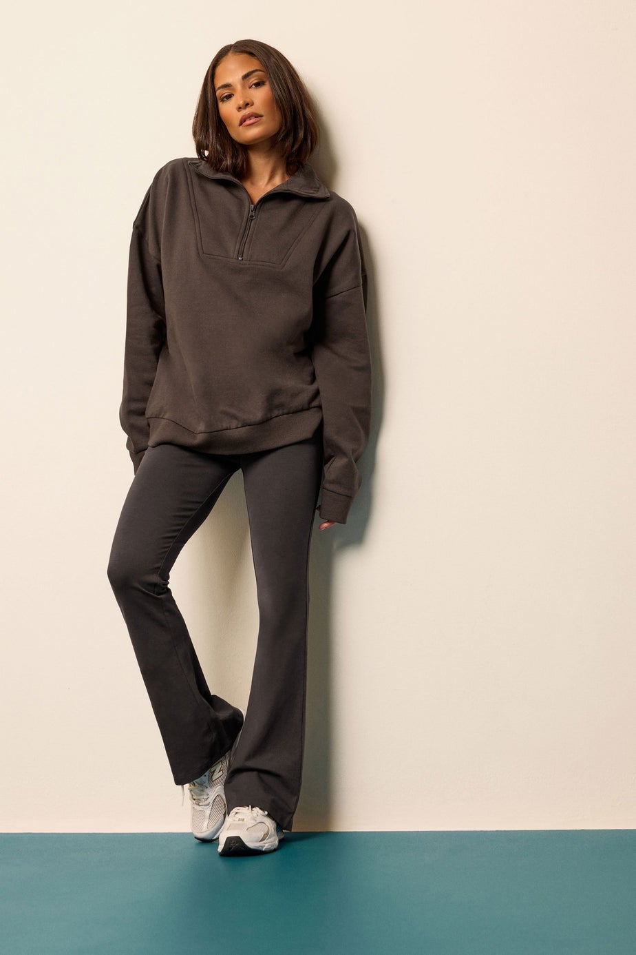 PixieGirl Petite Chocolate Brown Fold Over Flared Leggings