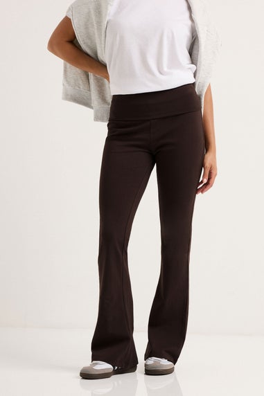 PixieGirl Petite Chocolate Brown Fold Over Flared Leggings