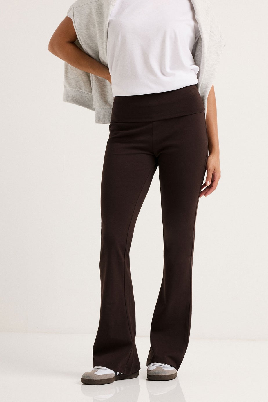 PixieGirl Petite Chocolate Brown Fold Over Flared Leggings