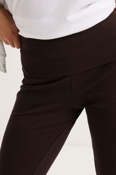 PixieGirl Petite Chocolate Brown Fold Over Flared Leggings