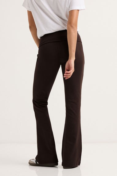 PixieGirl Petite Chocolate Brown Fold Over Flared Leggings