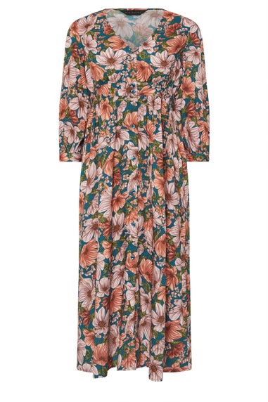 PixieGirl Petite Blue Floral Midi Tea Dress