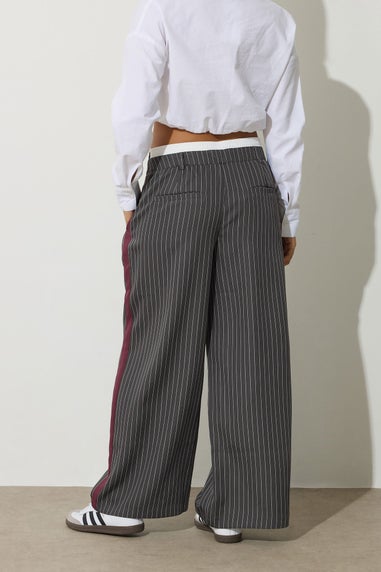 PixieGirl Petite Grey Pinstripe Wide Leg Trouser