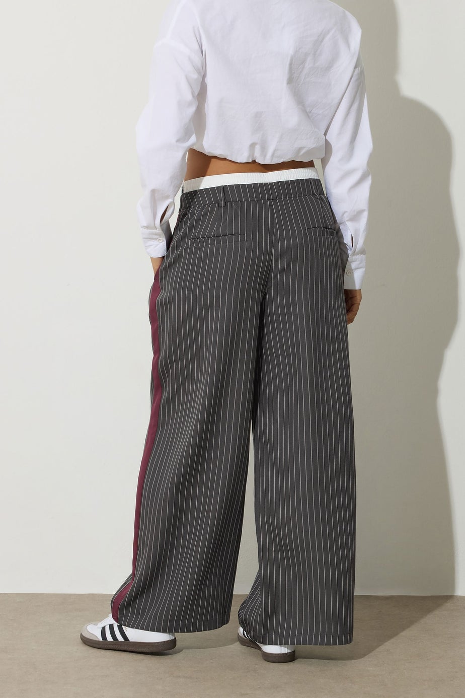 PixieGirl Petite Grey Pinstripe Wide Leg Trouser