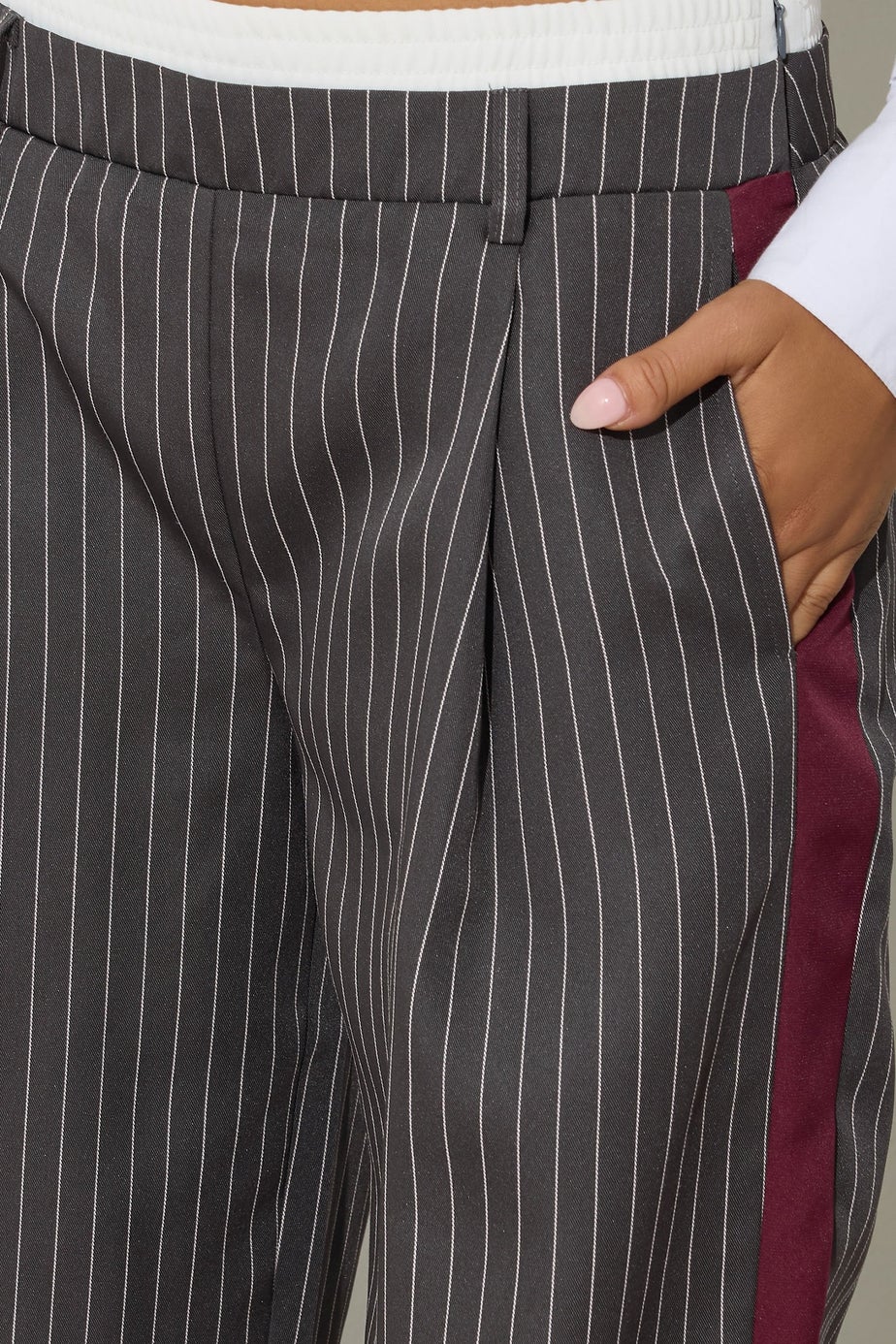 PixieGirl Petite Grey Pinstripe Wide Leg Trouser