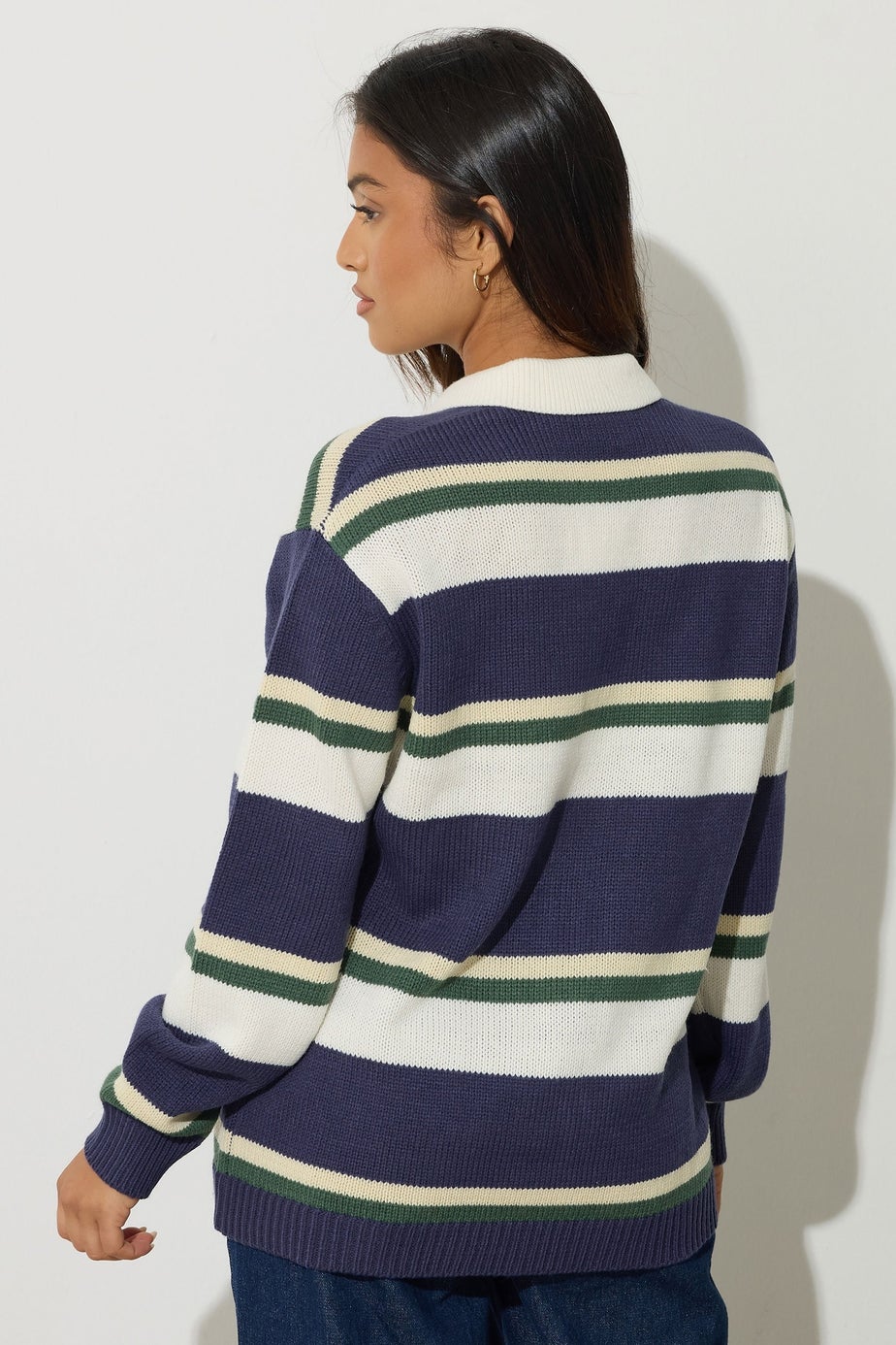 PixieGirl Petite Navy Blue Stripe Rugby Jumper