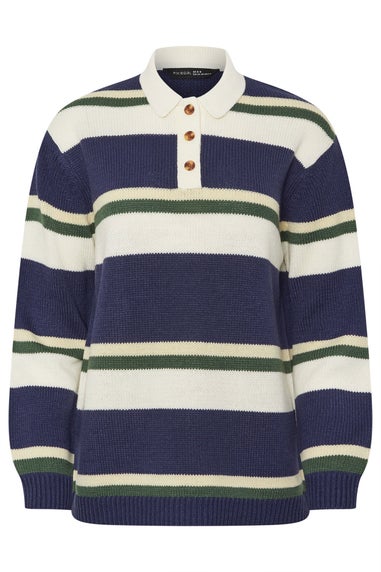 PixieGirl Petite Navy Blue Stripe Rugby Jumper