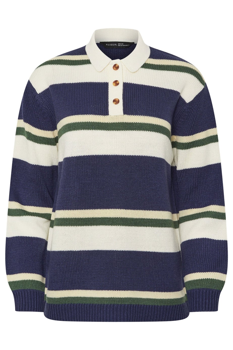 PixieGirl Petite Navy Blue Stripe Rugby Jumper
