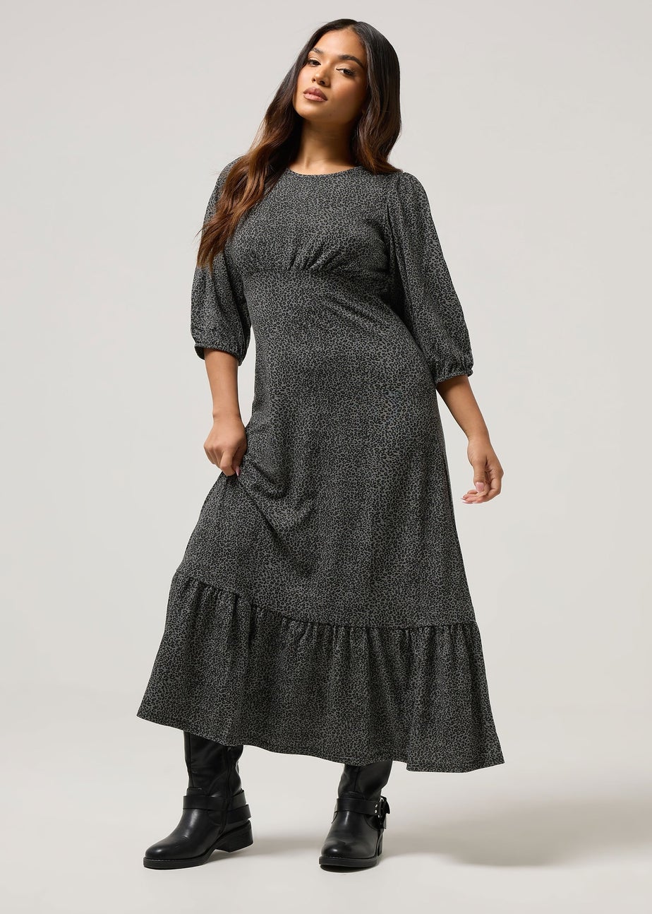 PixieGirl Petite Grey Animal Midi Dress