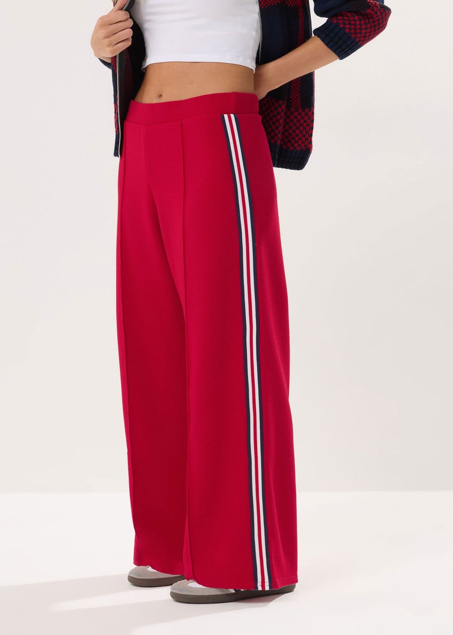 PixieGirl Petite Red Side Stripe Trousers