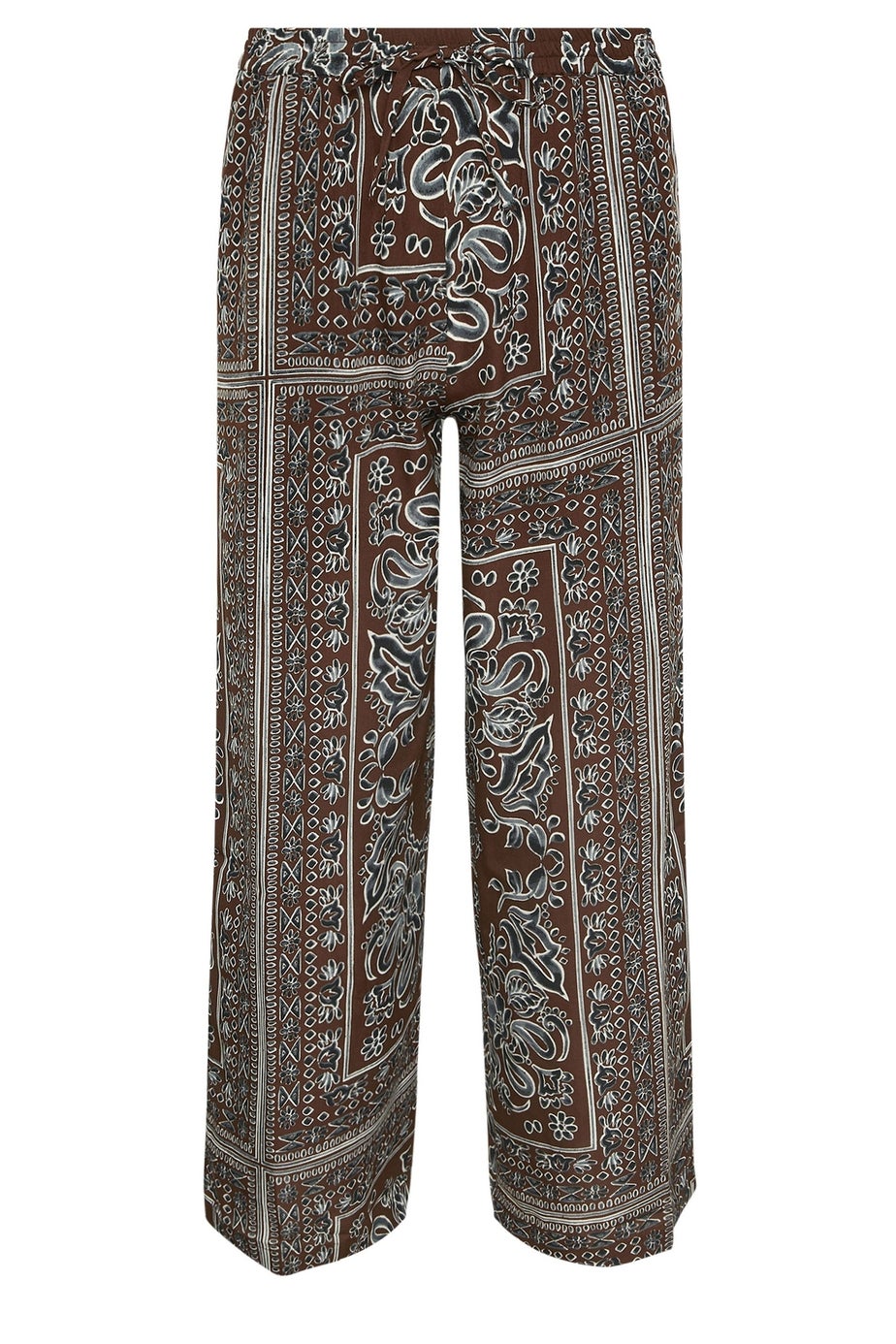 PixieGirl Petite Brown Paisley Tie Waist Trousers