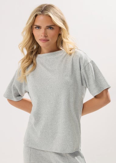 PixieGirl Petite Grey Marl Soft Touch Short Sleeve Top