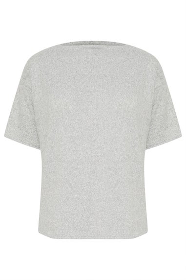 PixieGirl Petite Grey Marl Soft Touch Short Sleeve Top