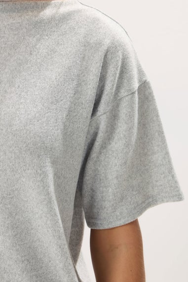 PixieGirl Petite Grey Marl Soft Touch Short Sleeve Top