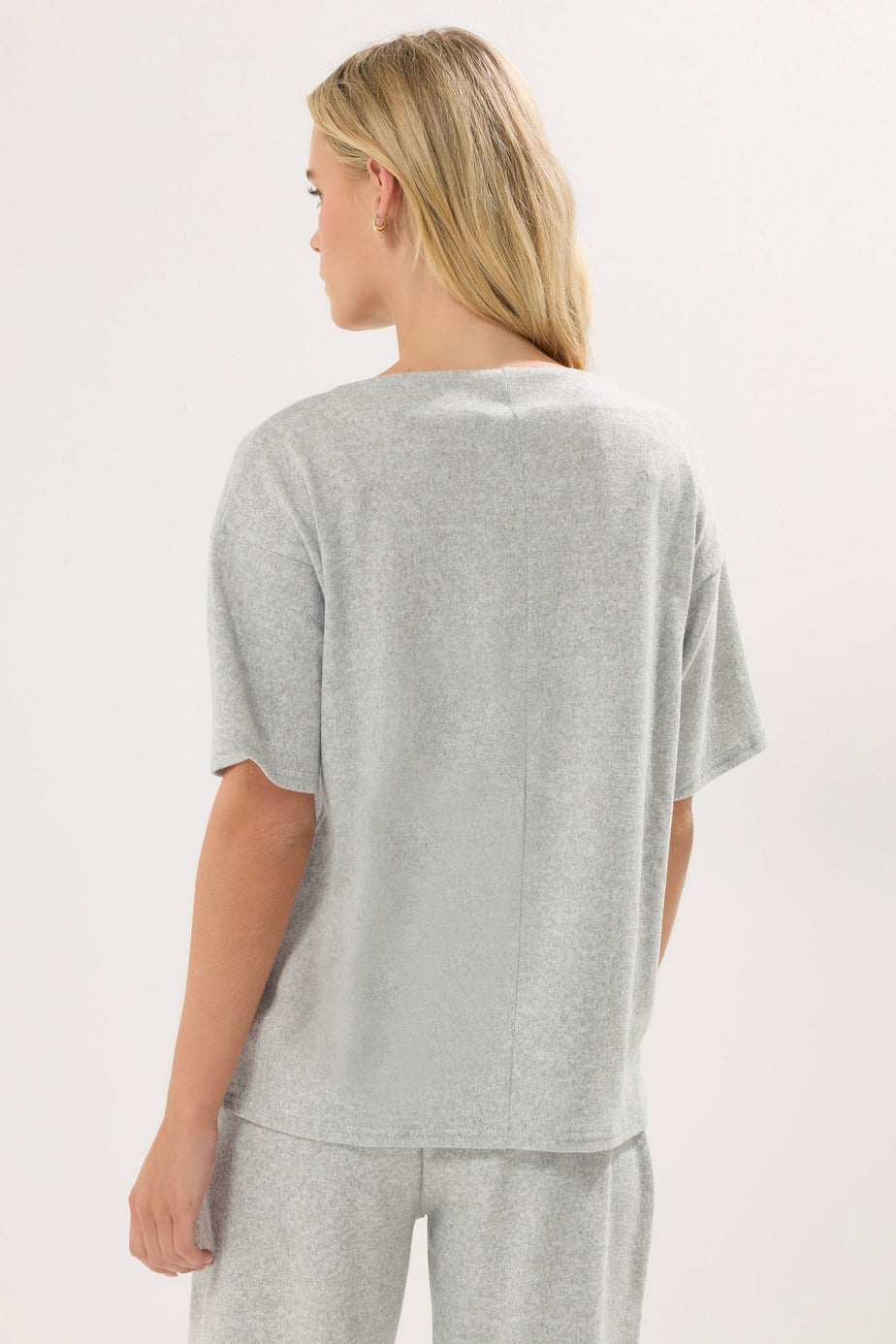 PixieGirl Petite Grey Marl Soft Touch Short Sleeve Top