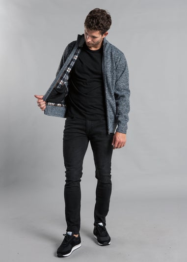 Kensington Eastside Charcoal Textured Zip-Through Fleece with Polar Fleece Lining