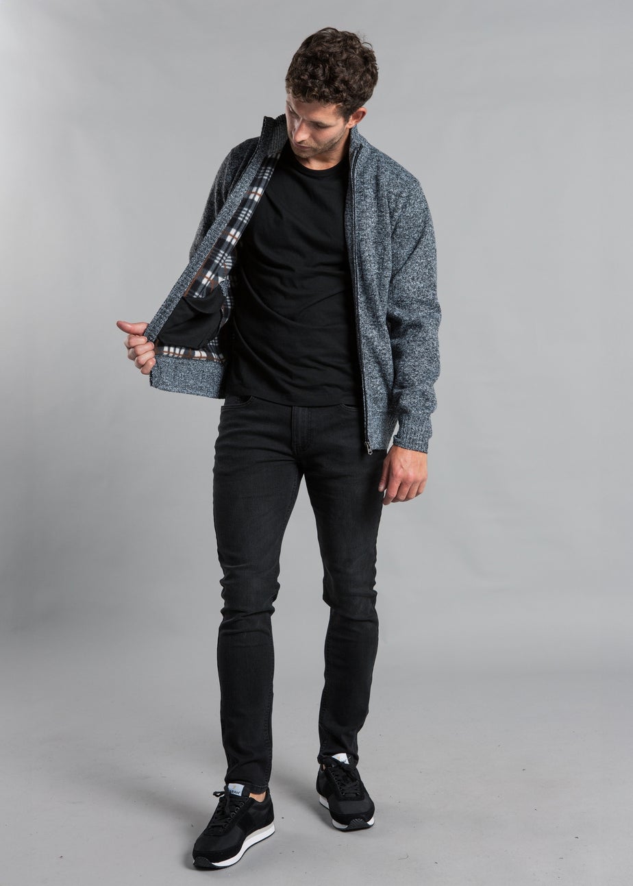 Kensington Eastside Charcoal Textured Zip-Through Fleece with Polar Fleece Lining