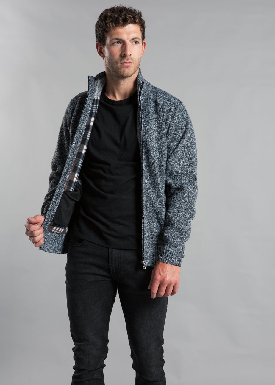 Kensington Eastside Charcoal Textured Zip-Through Fleece with Polar Fleece Lining