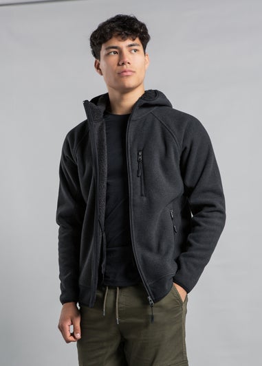 Kensington Eastside Grey Microstriped Fleece Sherpa-Lined Jumper