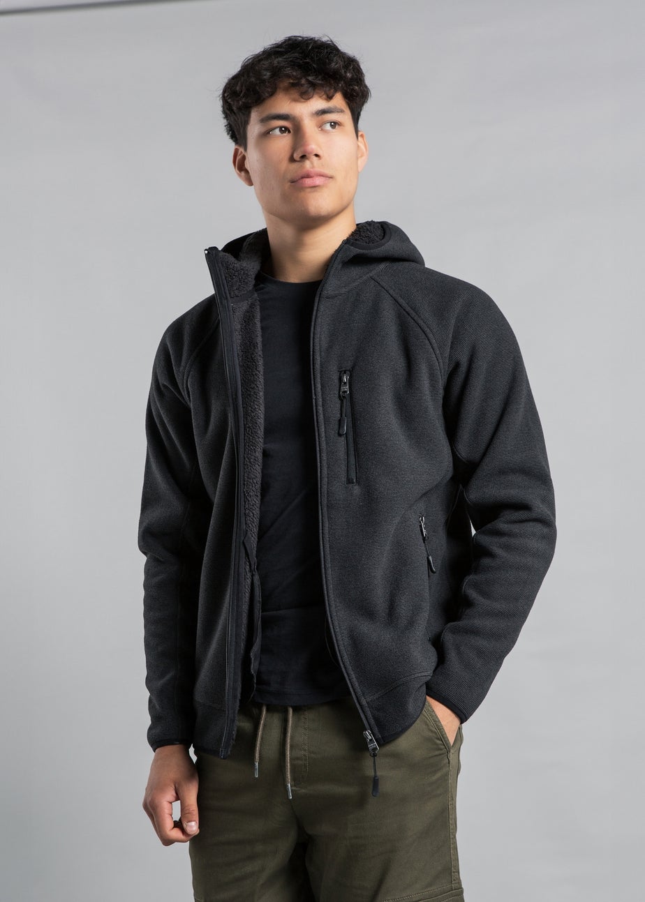 Kensington Eastside Grey Microstriped Fleece Sherpa-Lined Jumper