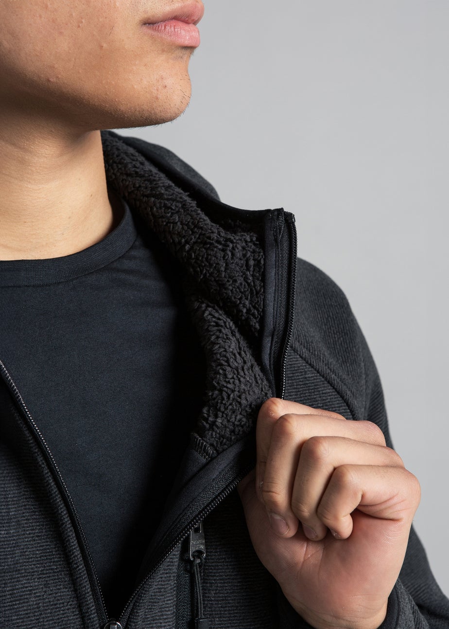 Kensington Eastside Grey Microstriped Fleece Sherpa-Lined Jumper