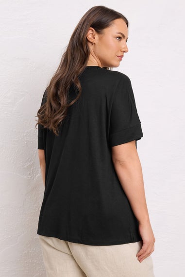 Evans Curve 2 Pack Black V-Neck Modal Rich T-Shirts