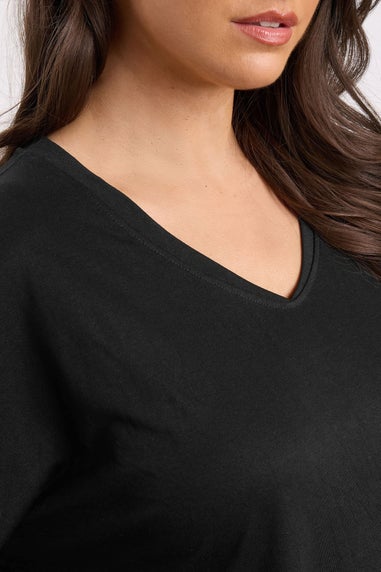 Evans Curve 2 Pack Black V-Neck Modal Rich T-Shirts