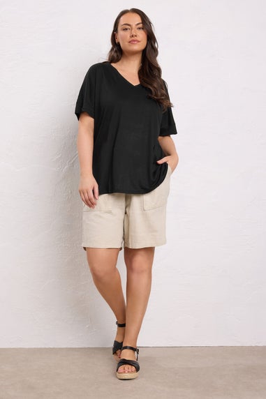 Evans Curve 2 Pack Black V-Neck Modal Rich T-Shirts