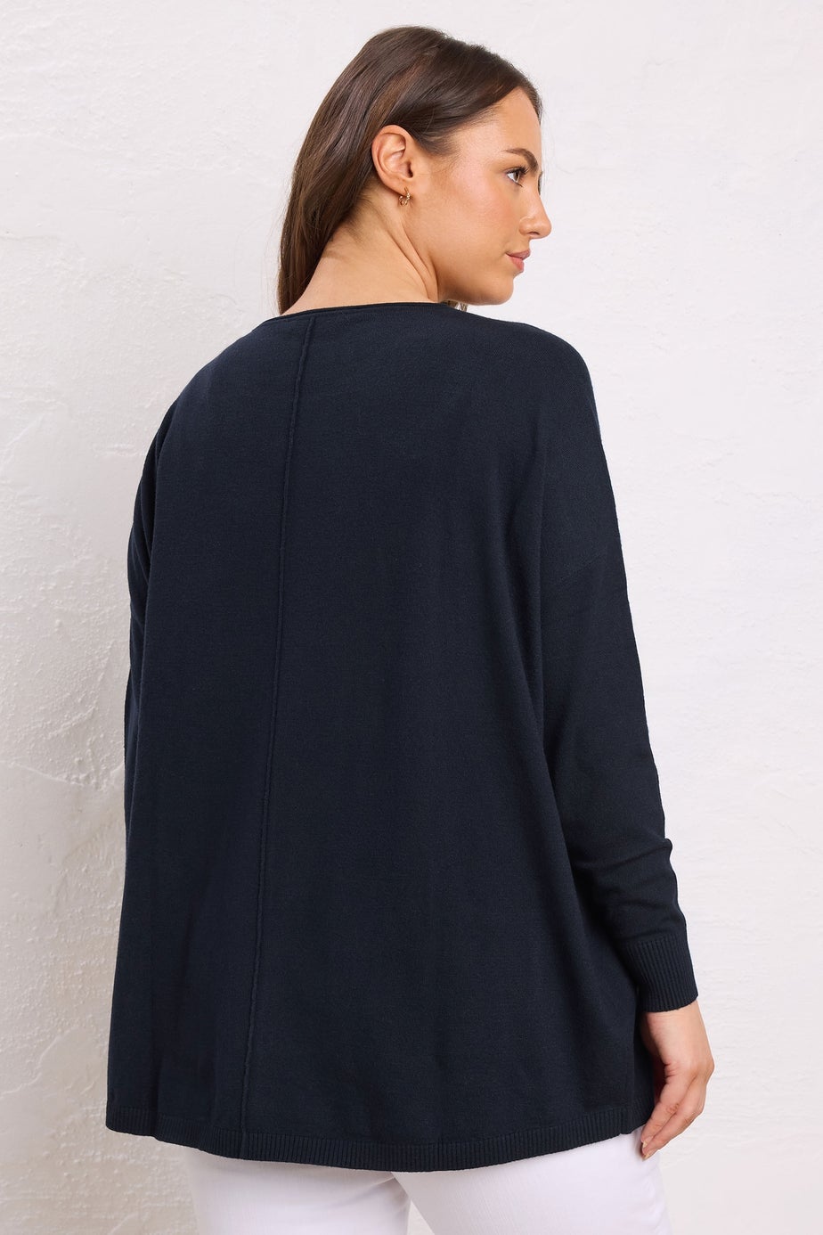 Evans Curve Navy Blue Soft Touch Front Seam Jumper