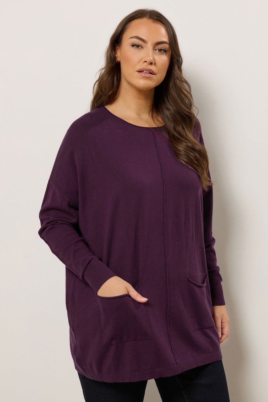 Evans Curve Purple Soft Touch Front Seam Jumper