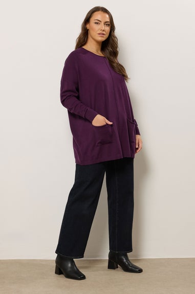 Evans Curve Purple Soft Touch Front Seam Jumper