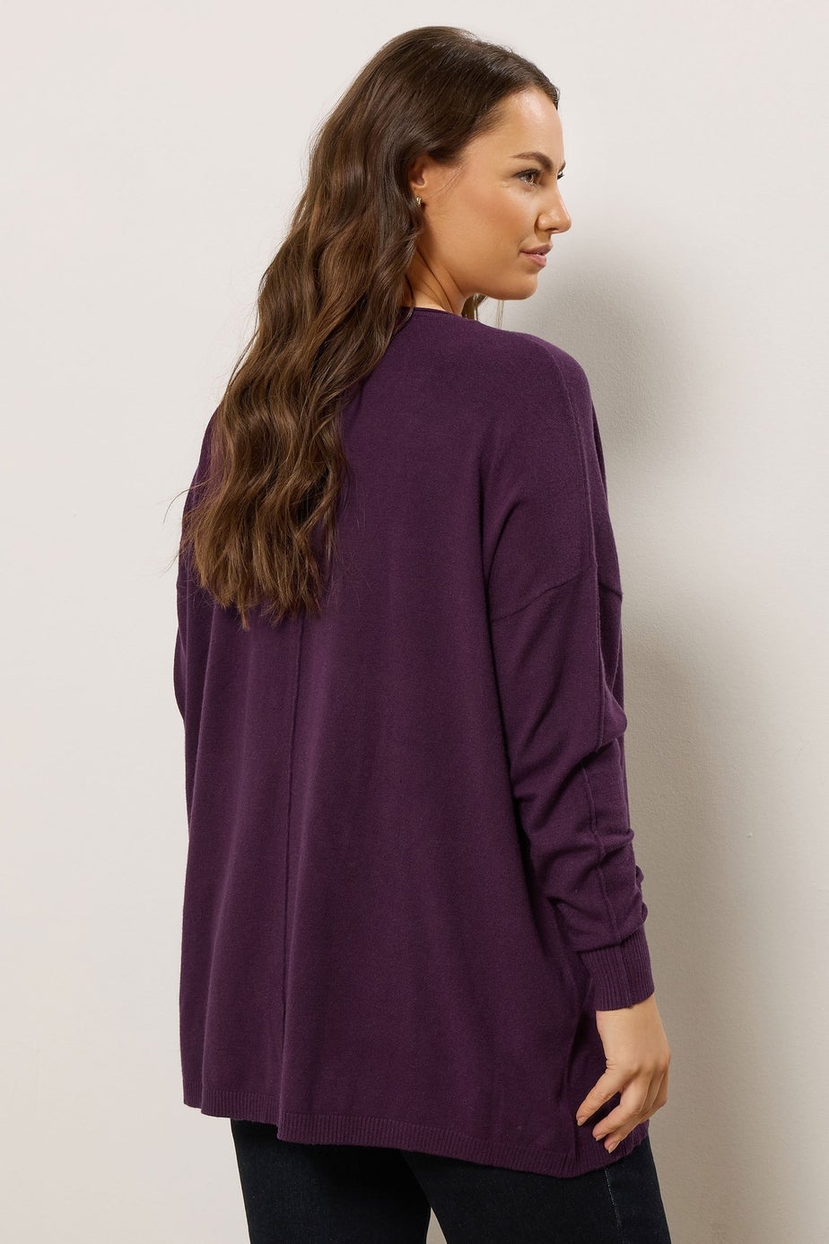 Evans Curve Purple Soft Touch Front Seam Jumper