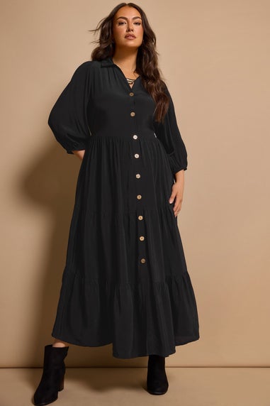 Evans Curve Black Tiered Maxi Dress