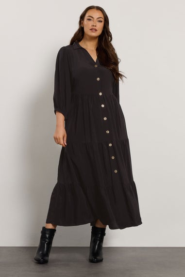 Evans Curve Black Tiered Maxi Dress