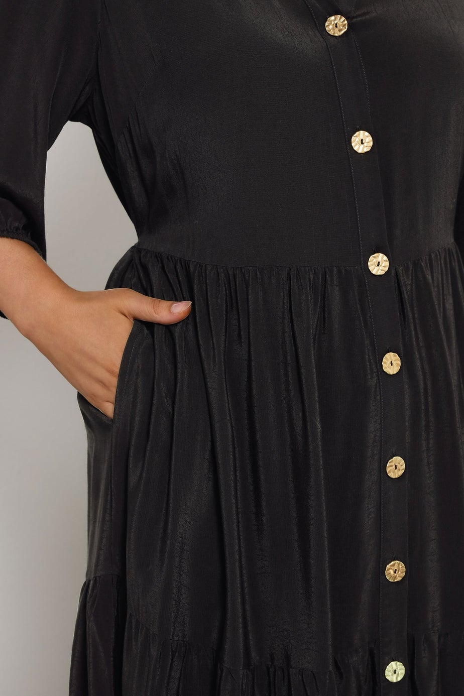 Evans Curve Black Tiered Maxi Dress