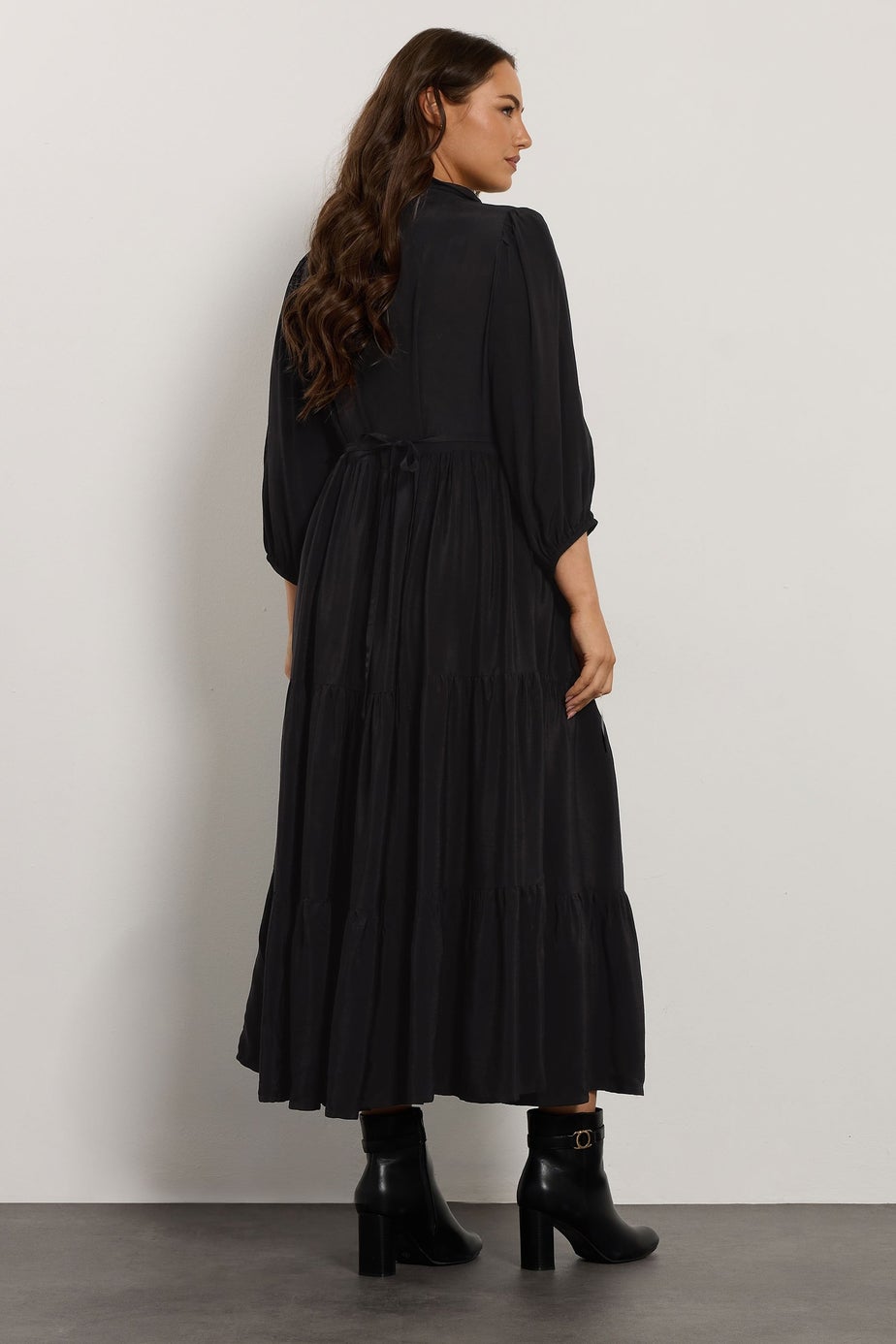 Evans Curve Black Tiered Maxi Dress