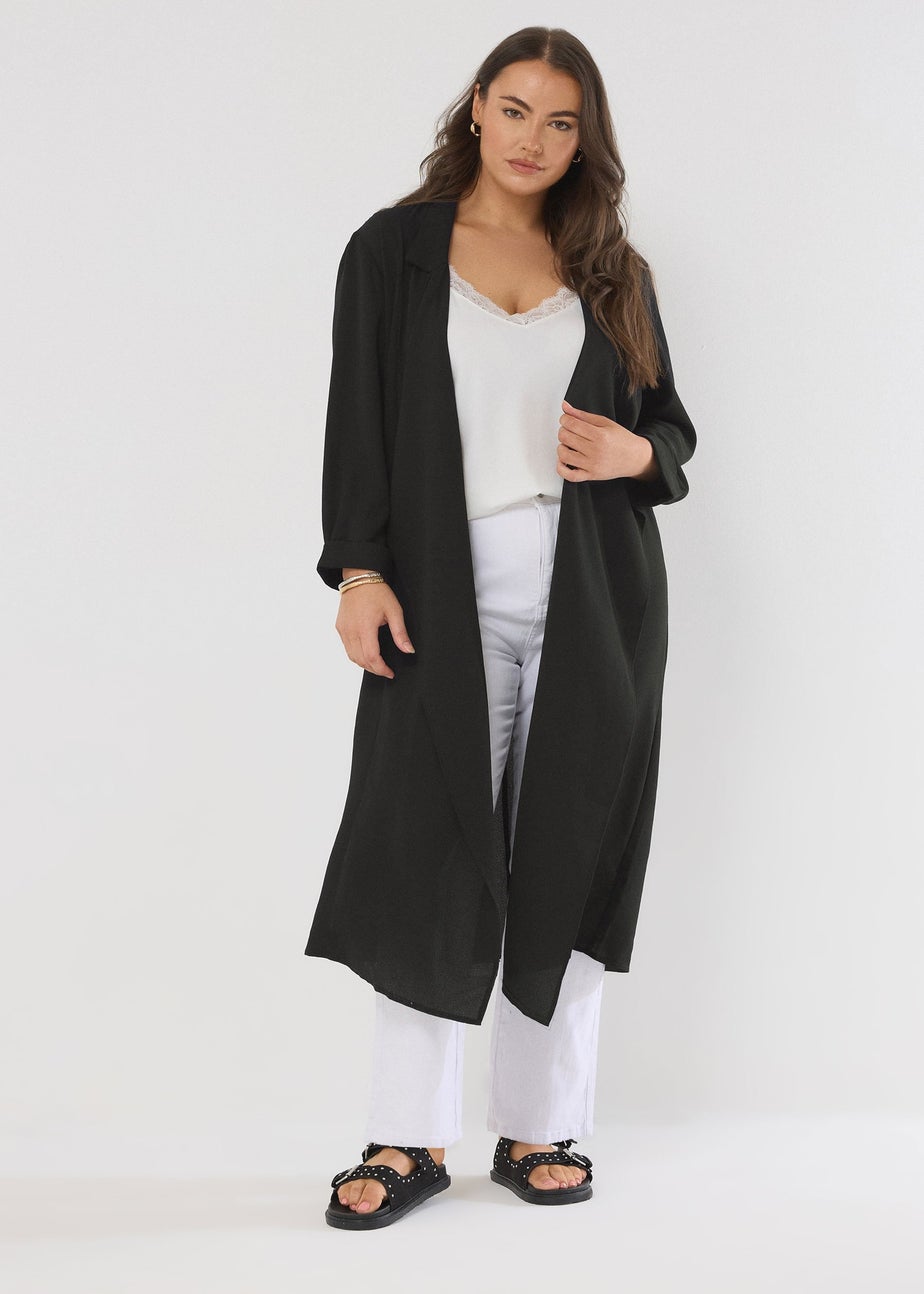 Evans Curve Black Longline Waterfall Jacket