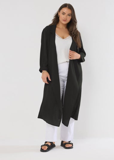 Evans Curve Black Longline Waterfall Jacket
