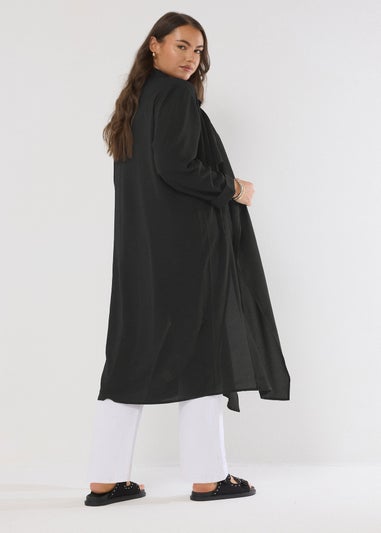 Evans Curve Black Longline Waterfall Jacket