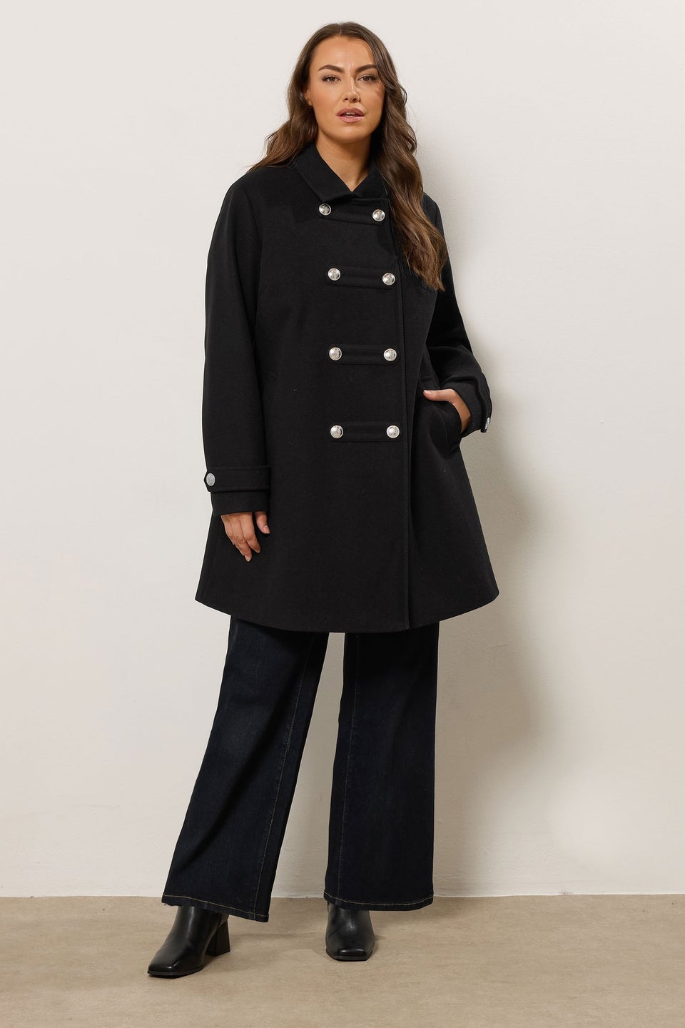 Evans Curve Black Military Coat