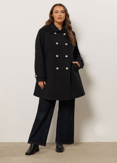 Evans Curve Black Military Coat