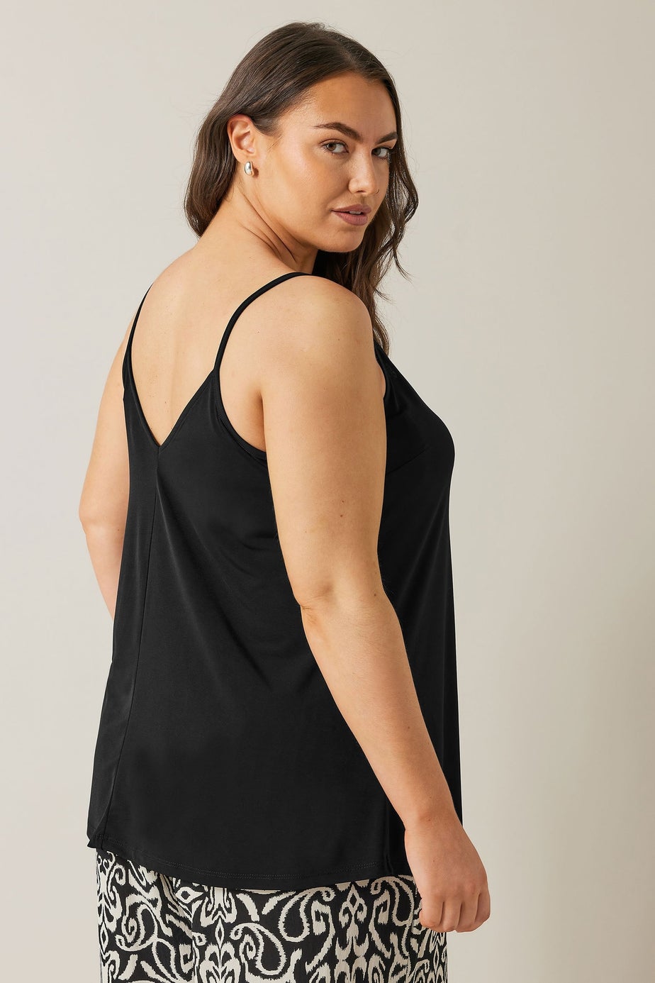 Evans Curve Black Lace Trim Cami Top