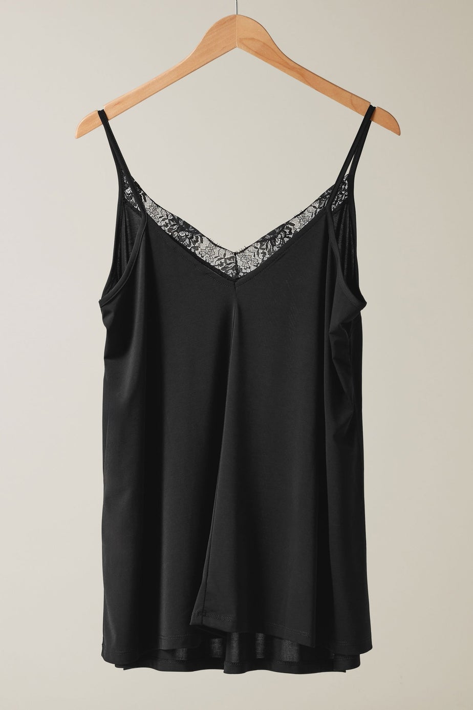 Evans Curve Black Lace Trim Cami Top