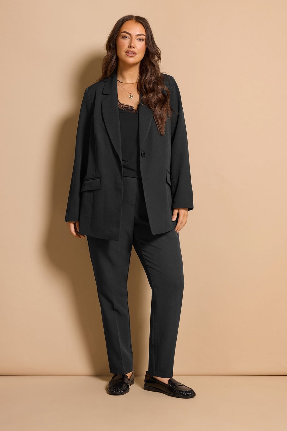 Evans Curve Black Single Breasted Blazer